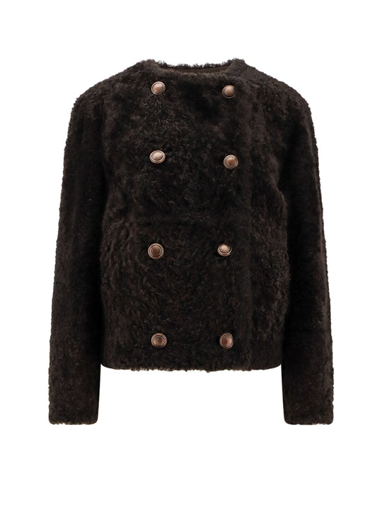 Reversible Fuzzy Shearling Caban Crop