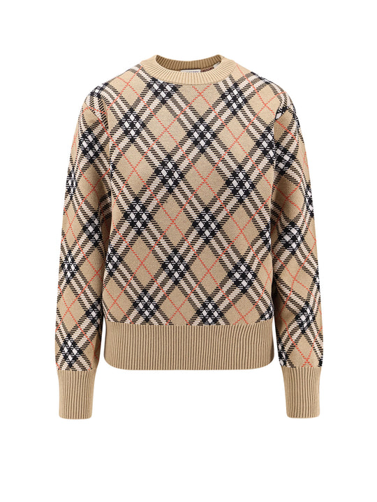 Wool Sweater With Burberry Check Motif