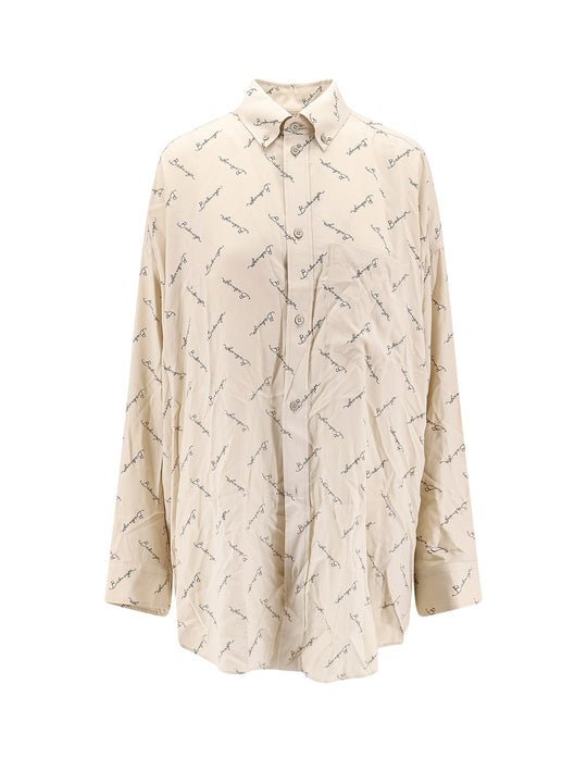 Viscose Long Shirt With Logo All-Over
