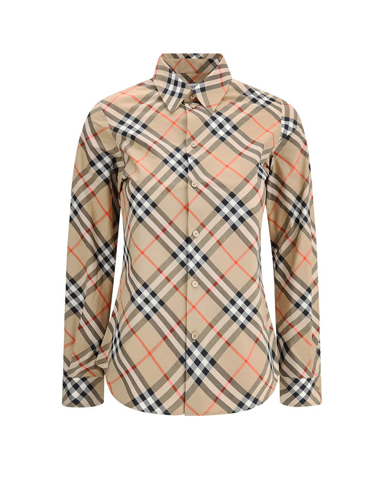 Cotton Shirt With Burberry Check Motif