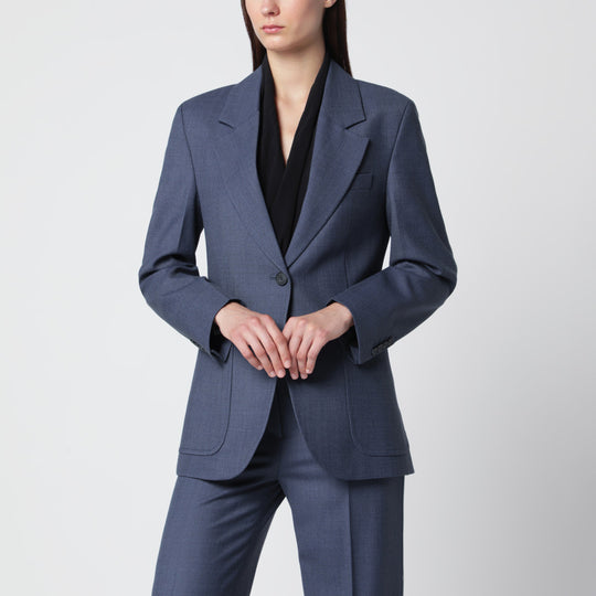 Katherine Single-Breasted Jacket In Blue Mélange Wool Blend