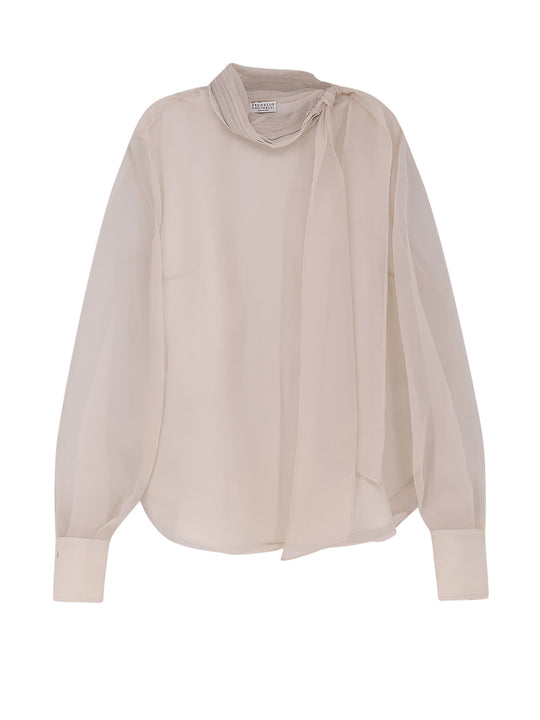 Silk Organza Shirt With Monili Profile