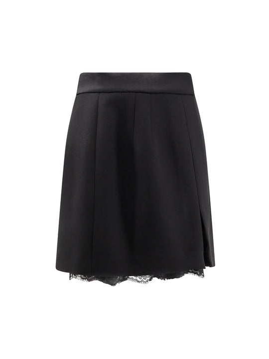 Virgin Wool Miniskirt With Lace Detail