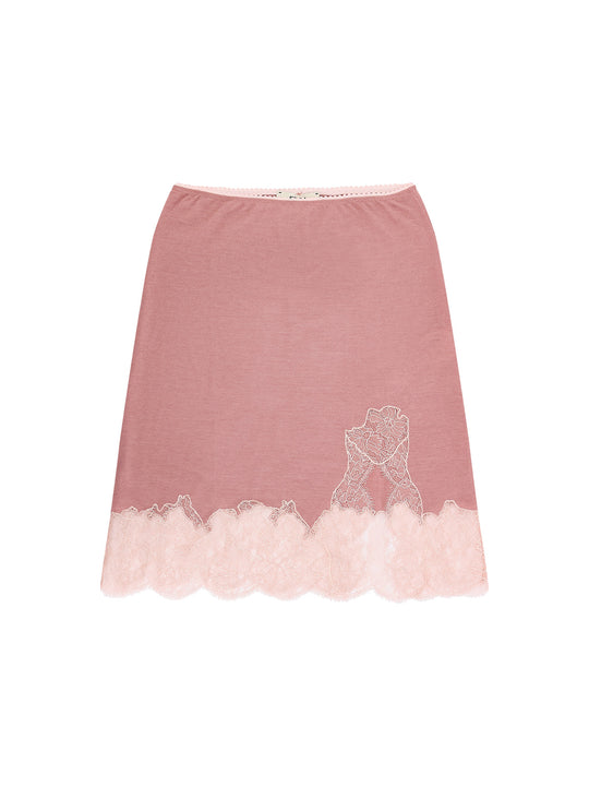 Cashmere And Silk Skirt With Lace Profiles