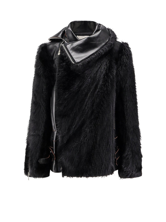 Leather Jacket With Synthetic Fur Inserts