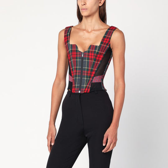 Juliet Wool Corset With Scarlet Tartan Pattern