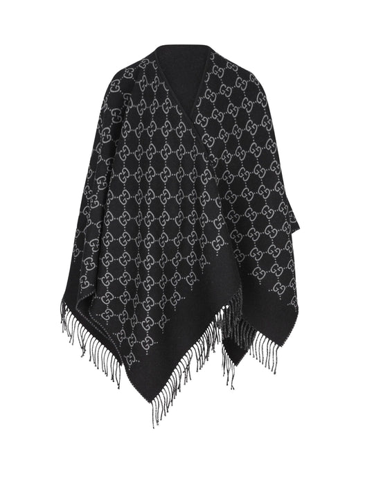 Gg Jacquard Wool Cape