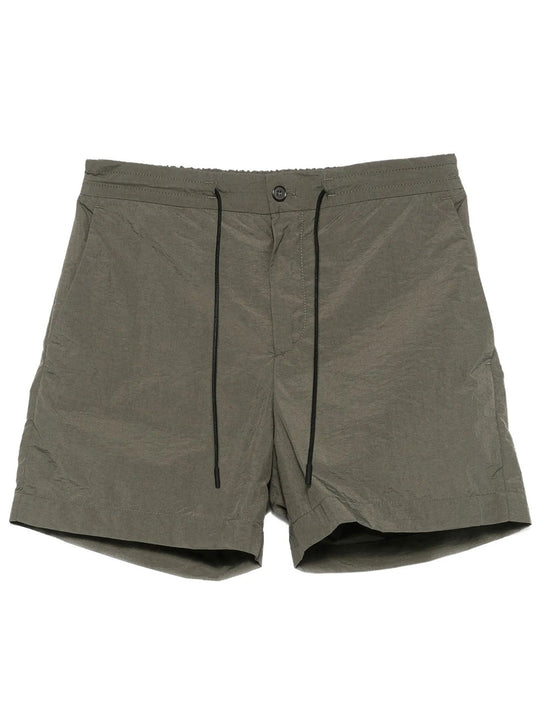 Crinkled Effect Drawstring Nylon Shorts