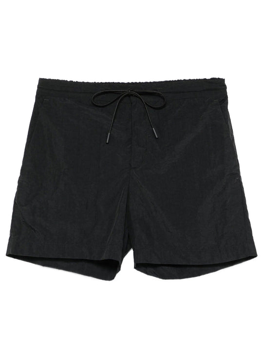 Crinkled Effect Drawstring Nylon Shorts