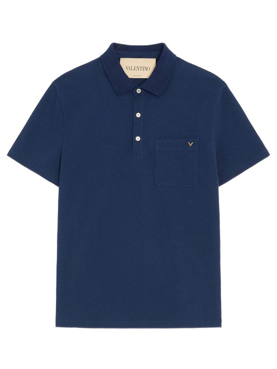 Valentino Polo Shirt In Cotton PiquÉ With Vgold