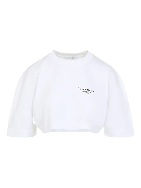 Cropped Fit T-Shirt In Cotton With Givenchy Stamp Print