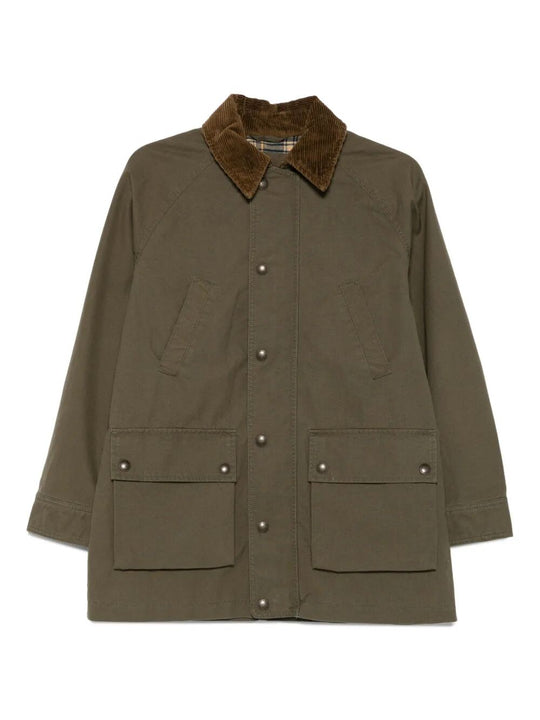 Cotton Workwear Jacket With Corduroy Collar