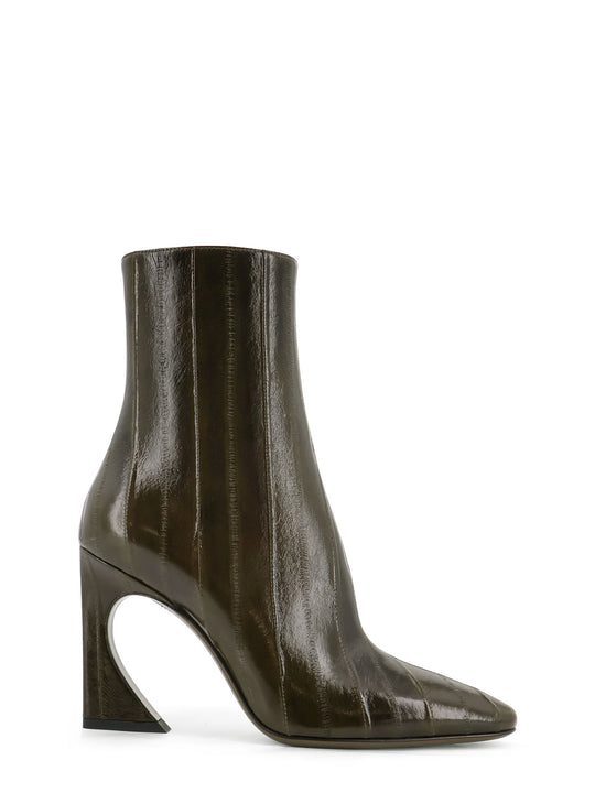 Fendi Arco Hagfish Leather Ankle Boots