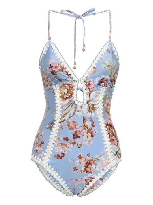 Awaken Crochet Keyhole One Piece Swimsuit