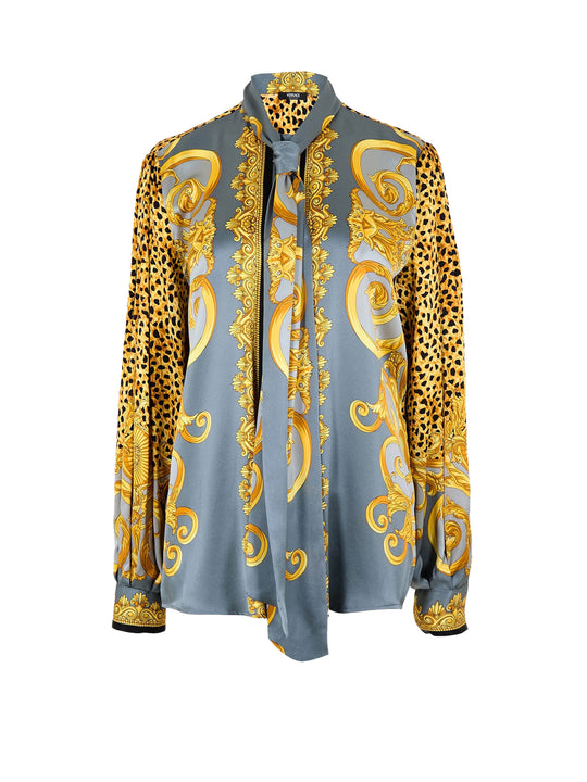 Cheetah Foulard LavallièRe Silk Shirt