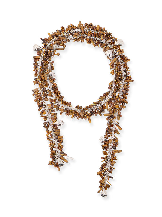 Embroidered Scarf Metal Necklace