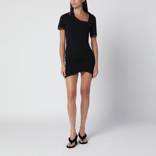 Glory Black Cotton Piqué Polo Dress