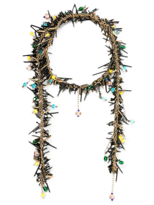 Handmade Bead Embroidery Scarf Necklace With Glass Beads