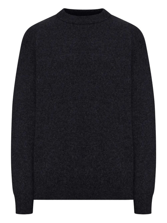 Contrasting Stitching Crewneck Wool Sweater