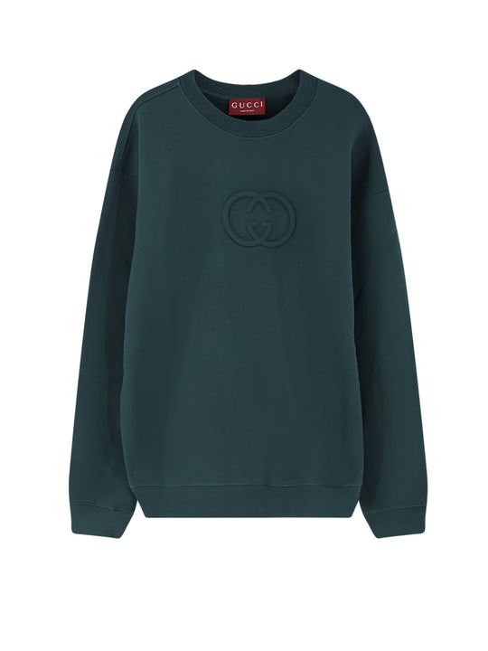 Cotton Sweatshirt With Gg Incrocio Detail