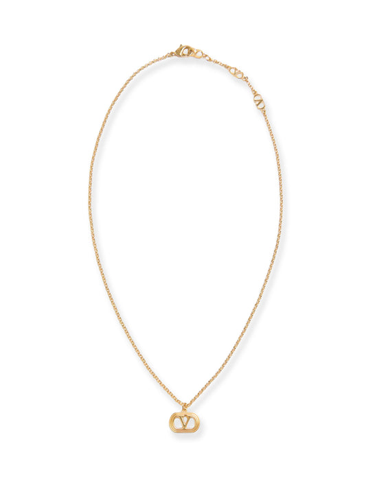 Ovalette Metal Necklace With Golden Finish