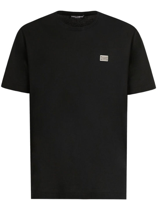 Cotton T-Shirt With Metal Tag