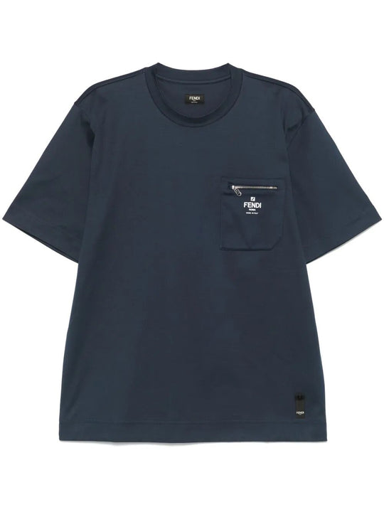 Zip-Detail Fendi Roma Cotton T-Shirt