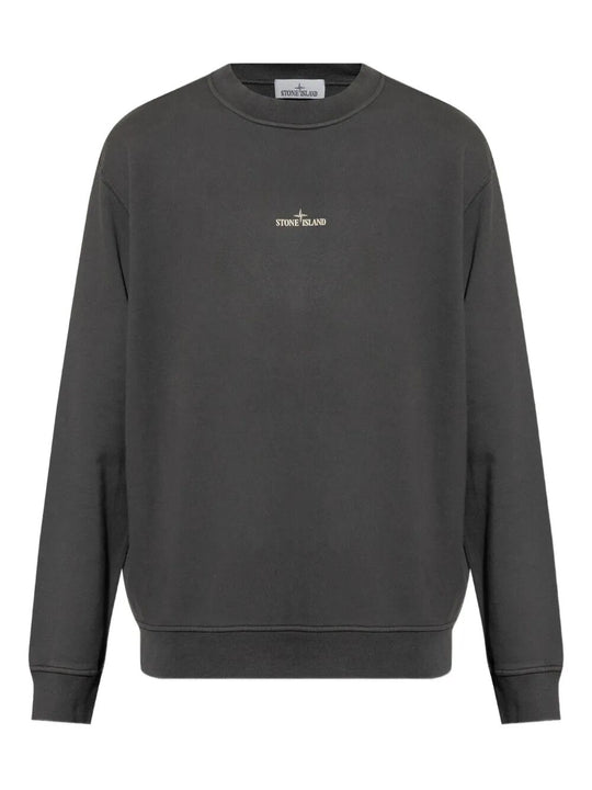 Cotton Fleece Oversized Fit Sweatshirt With Industrial Four Print