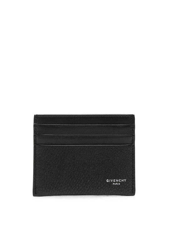 Logo-Print Grained Leather Card Holder
