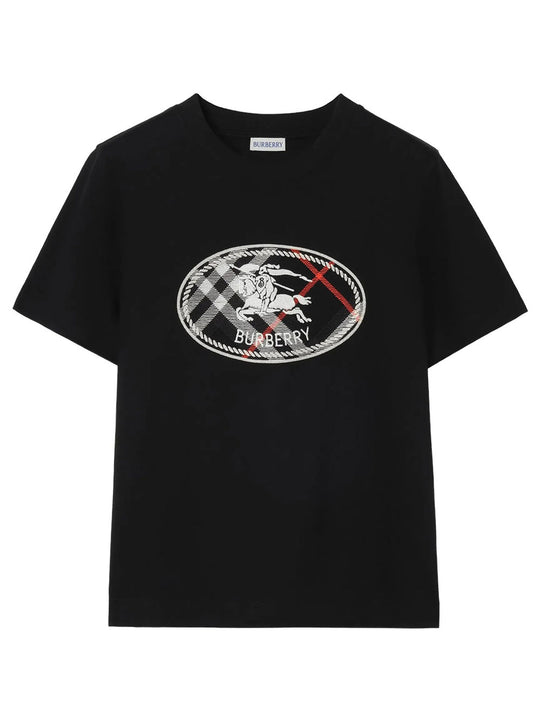 Check Knight Stamp Cotton T-Shirt