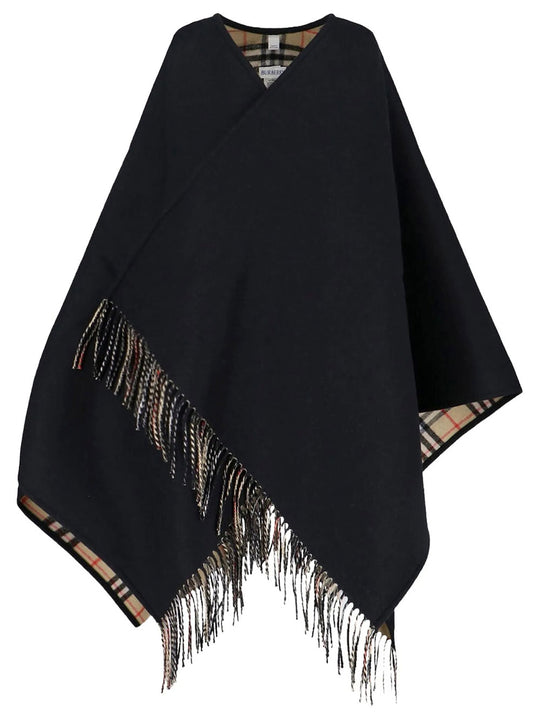 Reversible Check Wool Cape