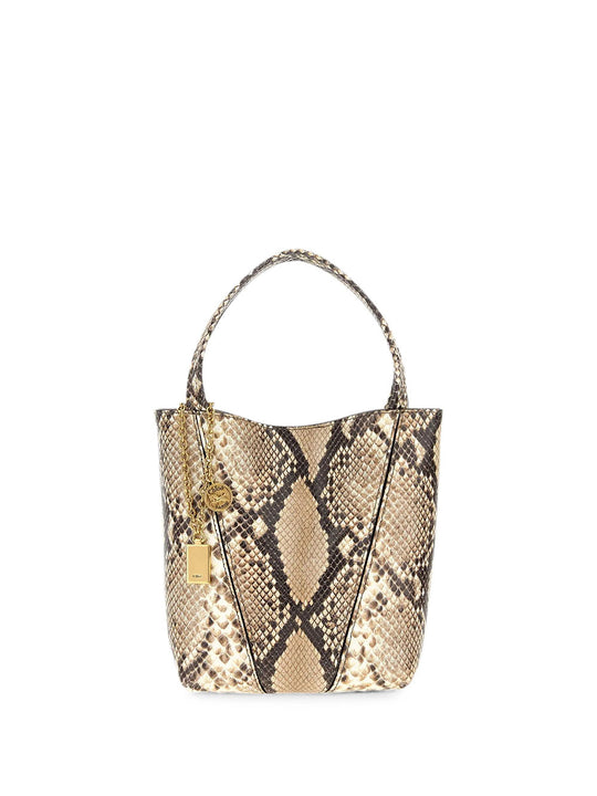 Small ChloÉ Spin Tote Bag In Python-Effect Leather