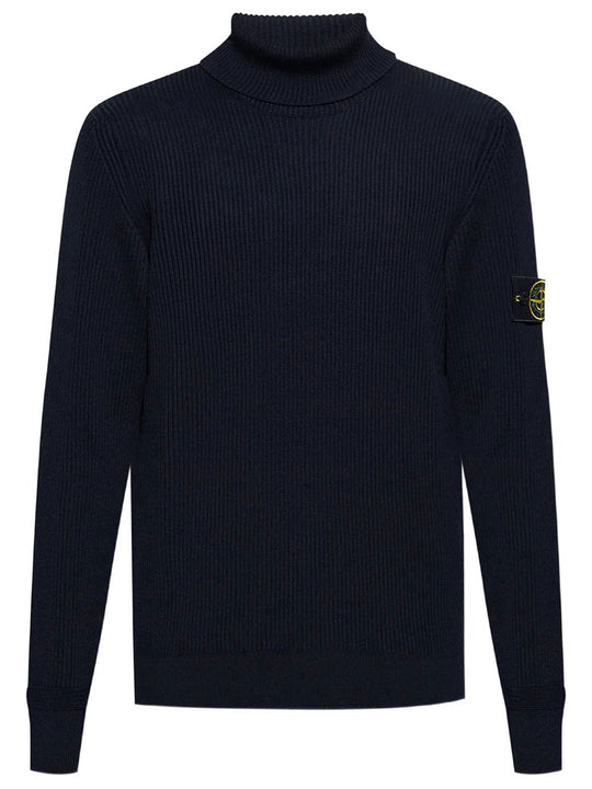 Wool Turtleneck Sweater In Full Ribs