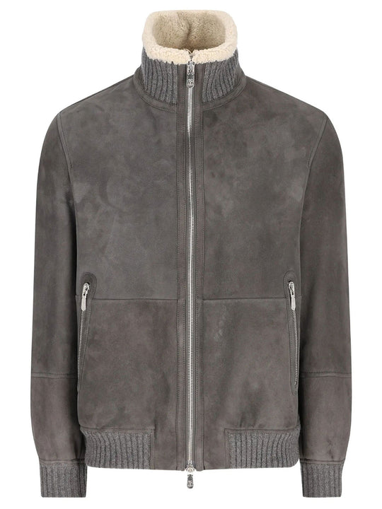Leather Bomber Jacket With Sheep Lining