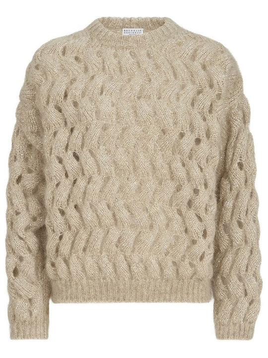 Dazzling Zigzag Cables Sweater In Mohair And Wool