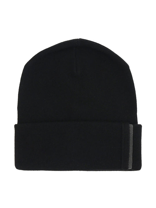 Ribbed Cashmere Knit Beanie With Monili Detail