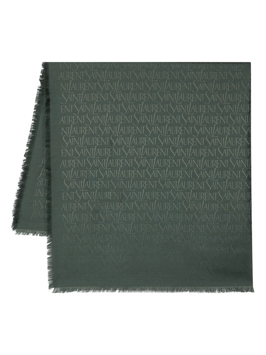 Logo-Jacquard Fringed Scarf