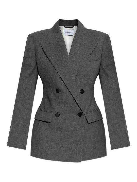 Double-Breasted Wool Structured Jacket
