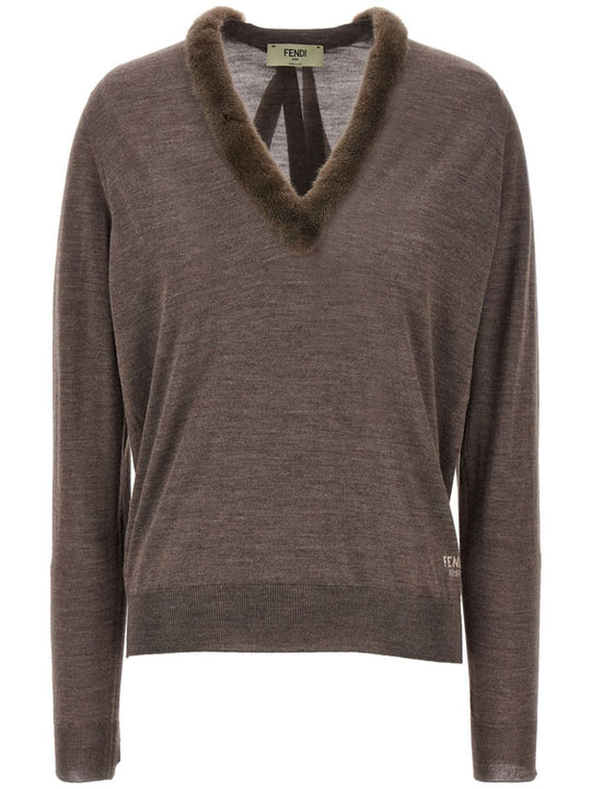 Wool And Silk V-Neck Jumper