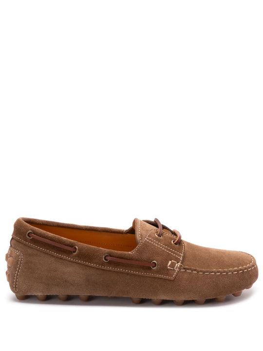 Suede Gommino Bubble Lace-Up Boat Loafers