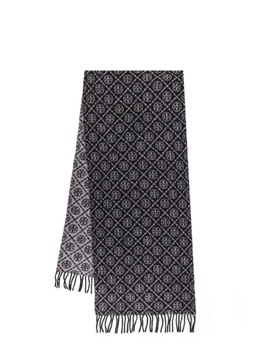 T Monogram Oblong Wool And Cashmere Scarf