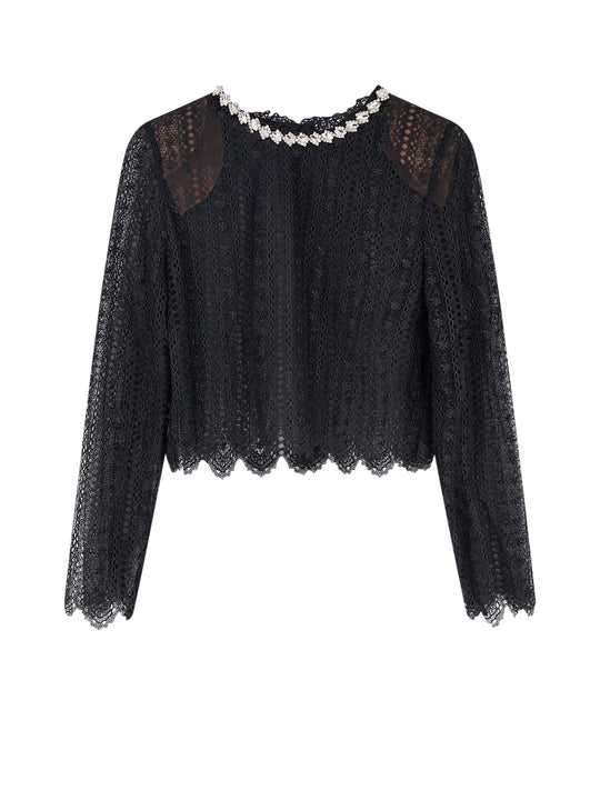 Lace Top With Rhinestones