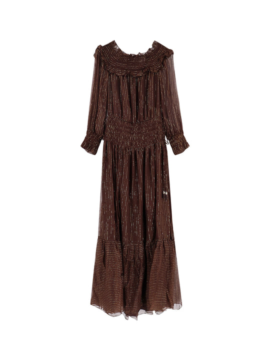 Georgette Long Dress With Lurex Detail