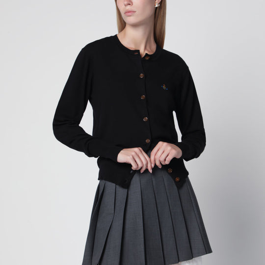 Bea Cotton-Cashmere Cardigan With Orb Embroidery, Black