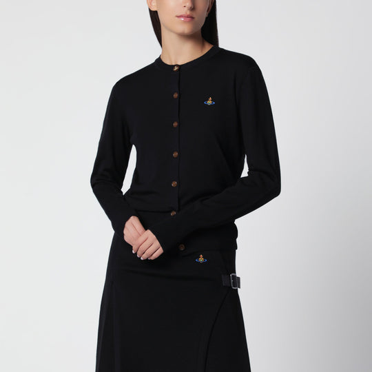 Black Cardigan With Orb Logo