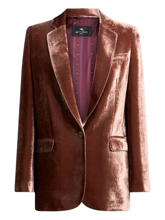 Silk-Blend Velvet Straight-Cut Blazer