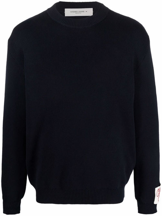 Knitted Cotton Pullover With Logo