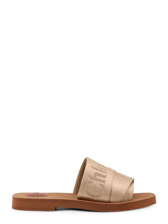 Woody Satin Sandals With Embroidered Logo