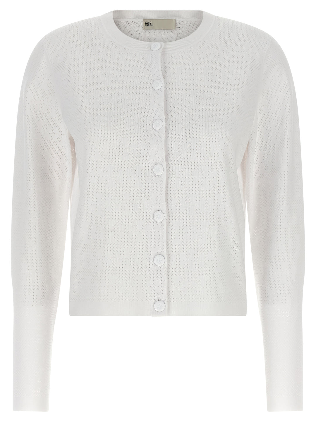 Tory Burch Pointelle Viscose Cardigan Sweaters and Cardigans - White | c4d43c83ade5c7faa662f86d404c6b1ab049024a