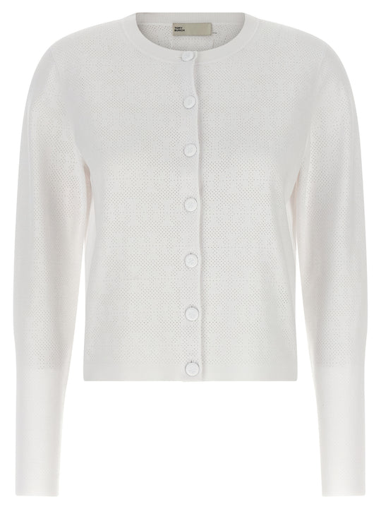 Pointelle Viscose Cardigan Sweaters And Cardigans White